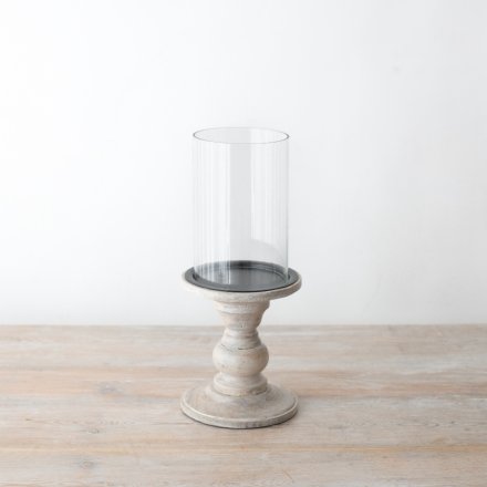 Set Of Two Wooden Hurricane Candle Holders