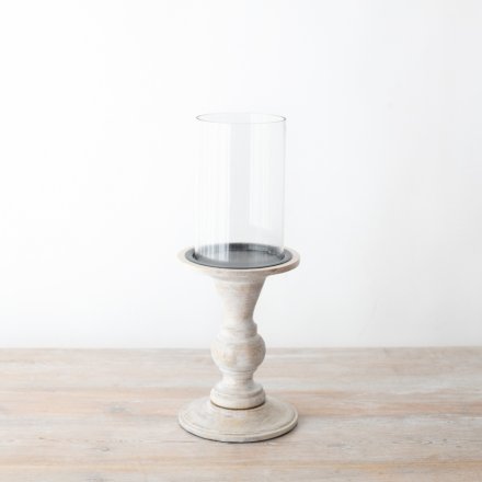 Set Of Two Wooden Hurricane Candle Holders