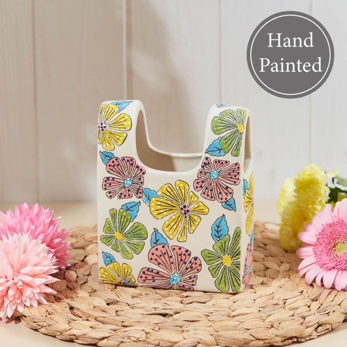 Bright Retro Floral Handbag Vase