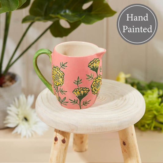 Bright Retro Floral Stoneware Jug