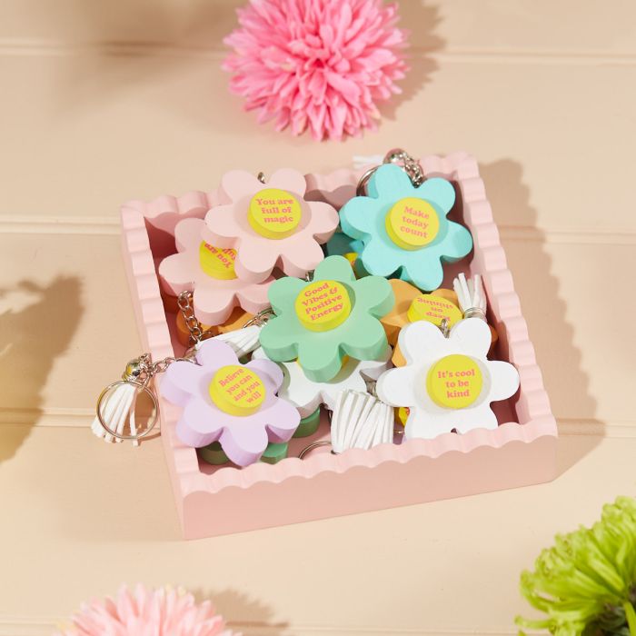 Bright Retro Flower Keyring