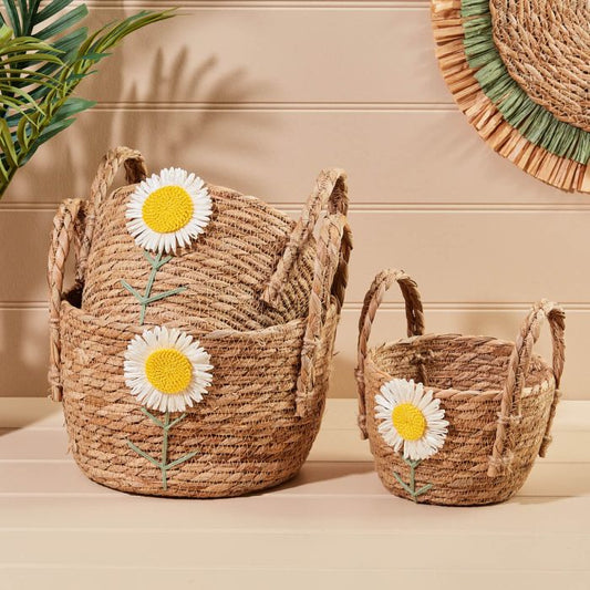 Set of 3 Daisy Baskets