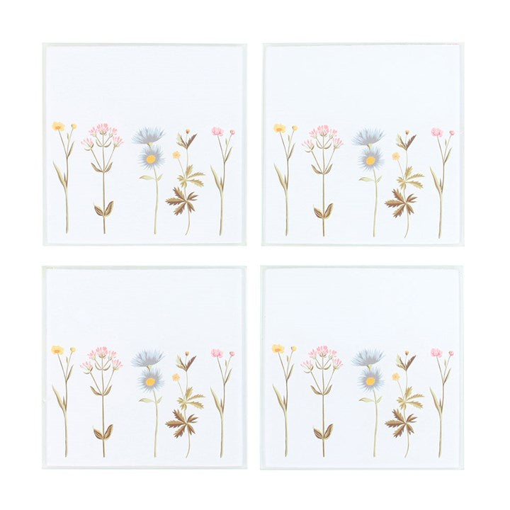 Blooming Lovely Set of 4 Floral Glass Coasters