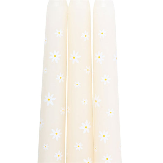 Set of 3 Carrot Patch Daisy Taper Candles