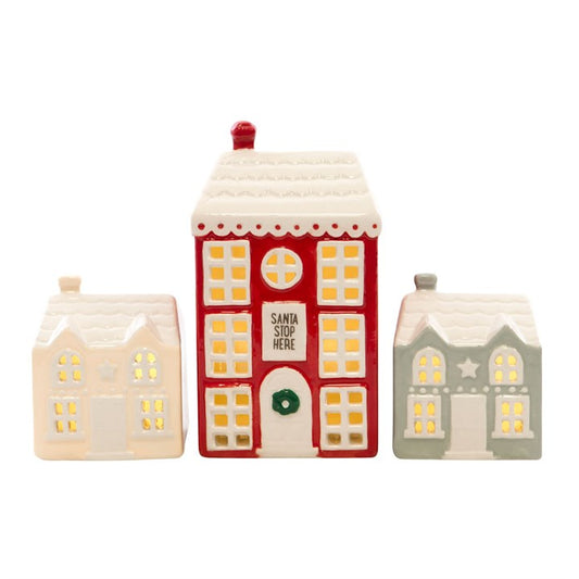 Set of 3 LED Christmas Houses.