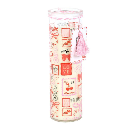 Valentine Postage Stamp Print Sparkling Rose Candle