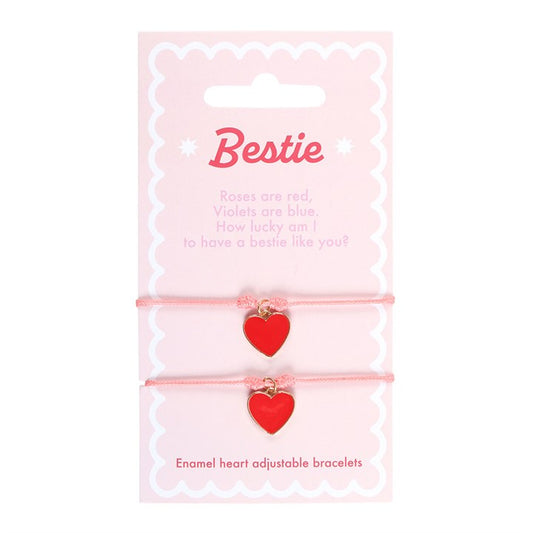 Pair Of Besties Enamel Heart Charm Bracelets