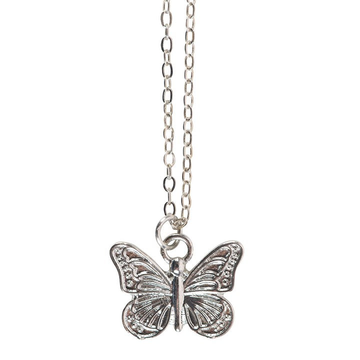Silver Tone Butterfly Necklace on Greeting Card