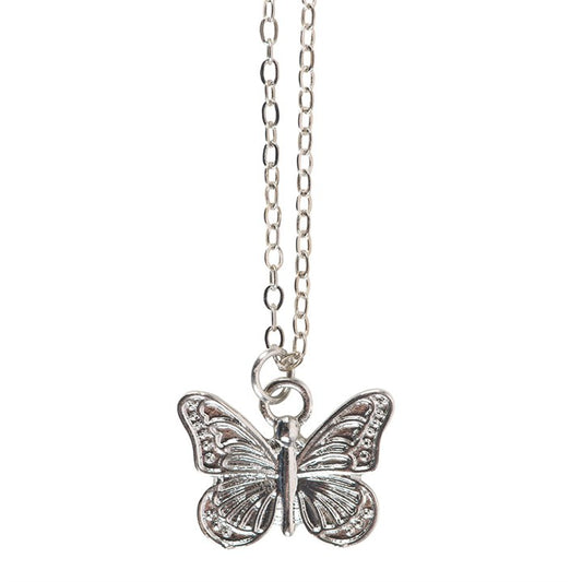 Silver Tone Butterfly Necklace on Greeting Card