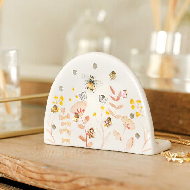 Dusky Pink Floral Bee Earring Holder - Penny Rose Home and Gifts