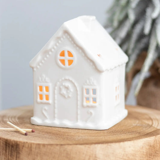 White Gingerbread House Tealight Holder