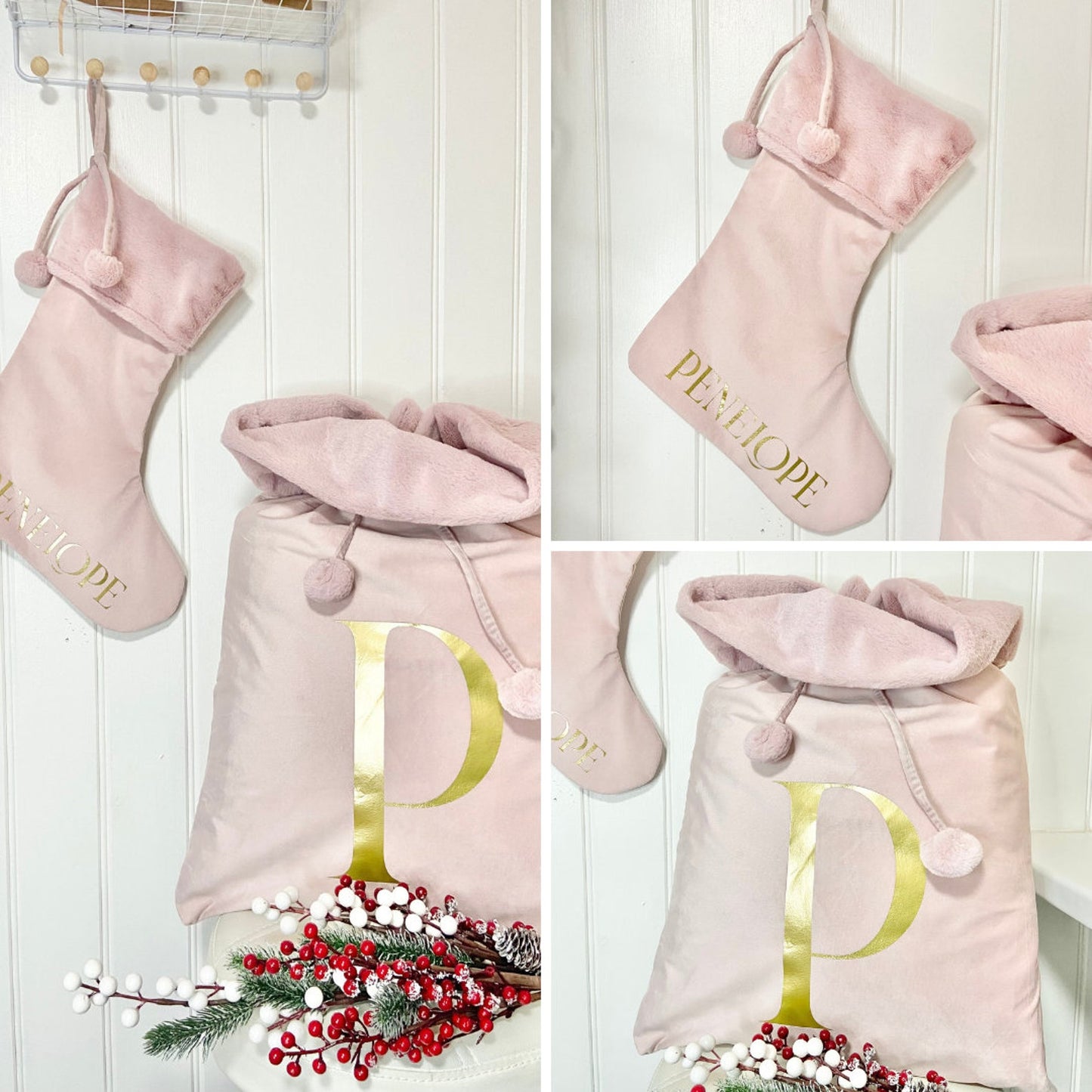 Personalised Velvet Christmas Sack & Stocking Set