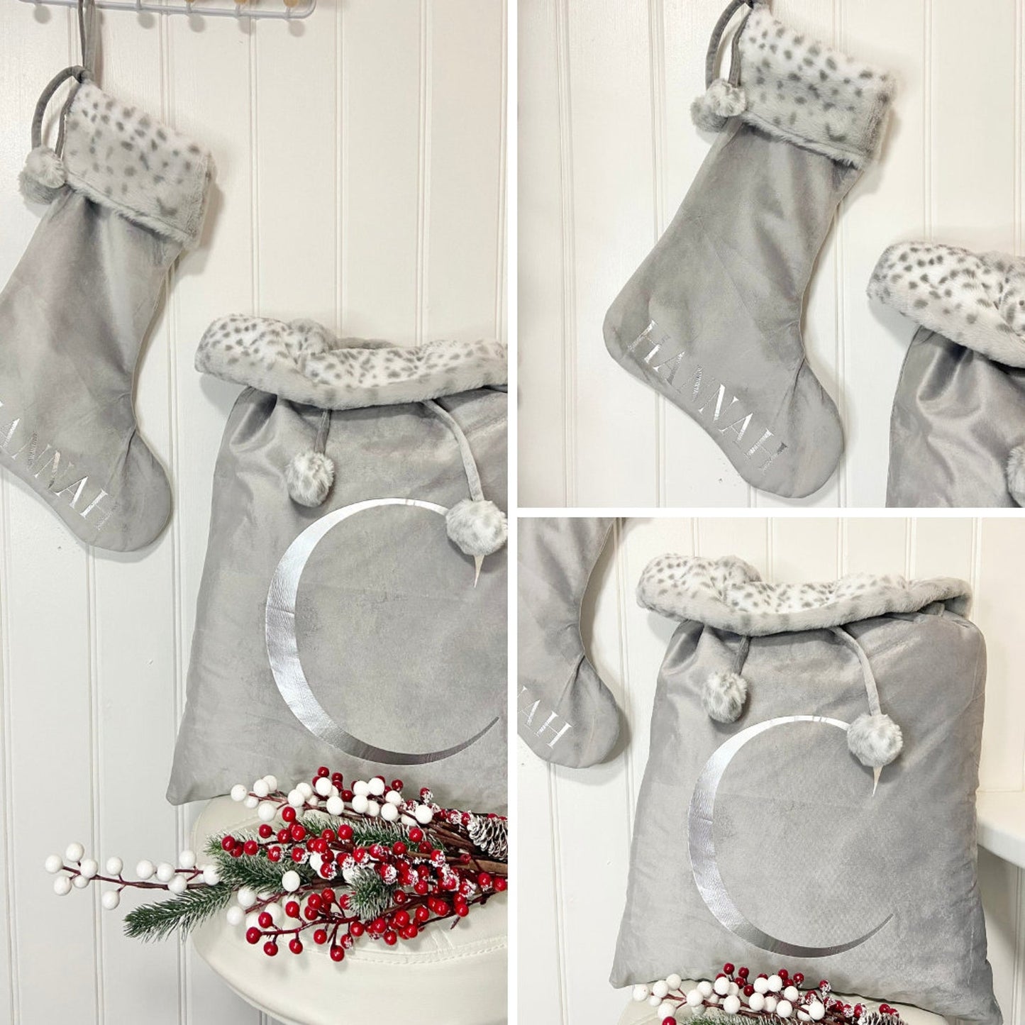 Personalised Velvet Christmas Sack & Stocking Set