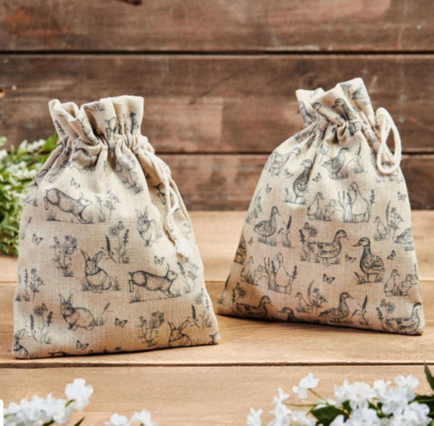 Sketchy Duck & Bunny Drawstring Bags