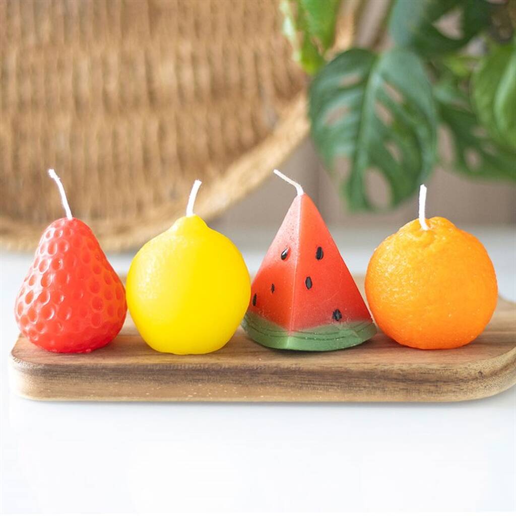 Set Of Four Fruit Shaped Candles