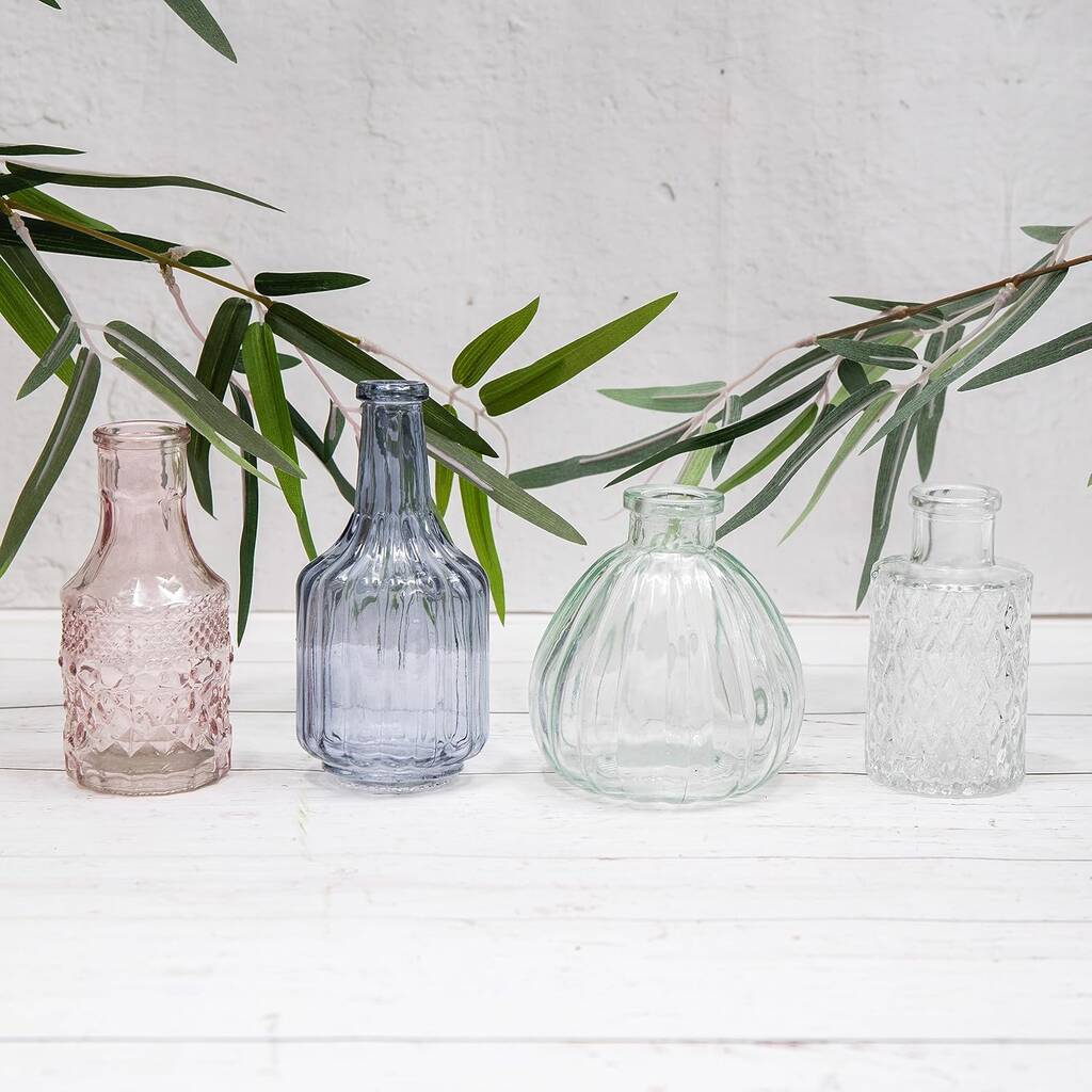 Set Of Four Glass Posy Vases