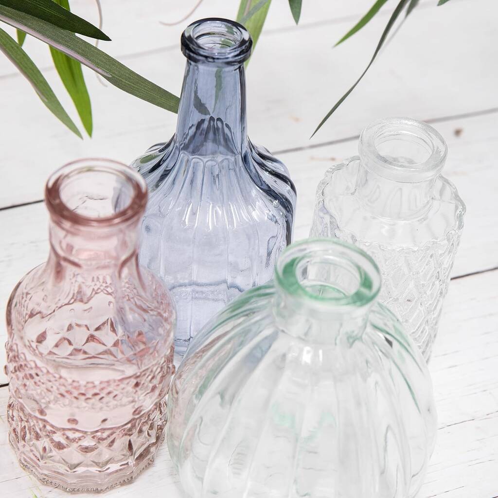 Set Of Four Glass Posy Vases