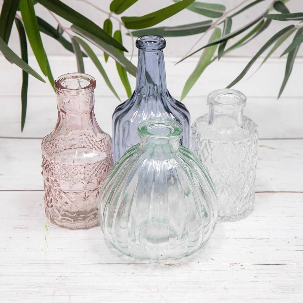Set Of Four Glass Posy Vases