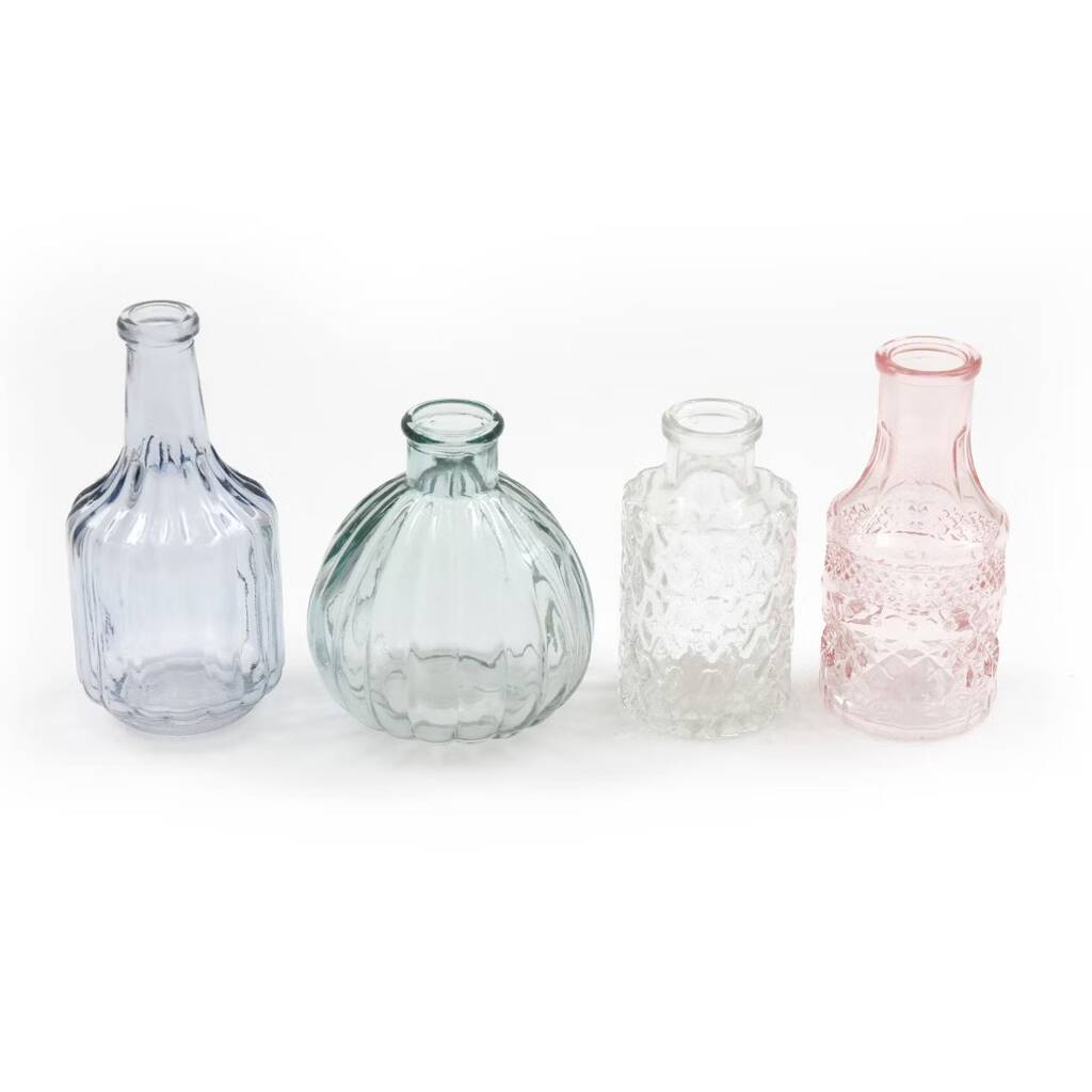 Set Of Four Glass Posy Vases