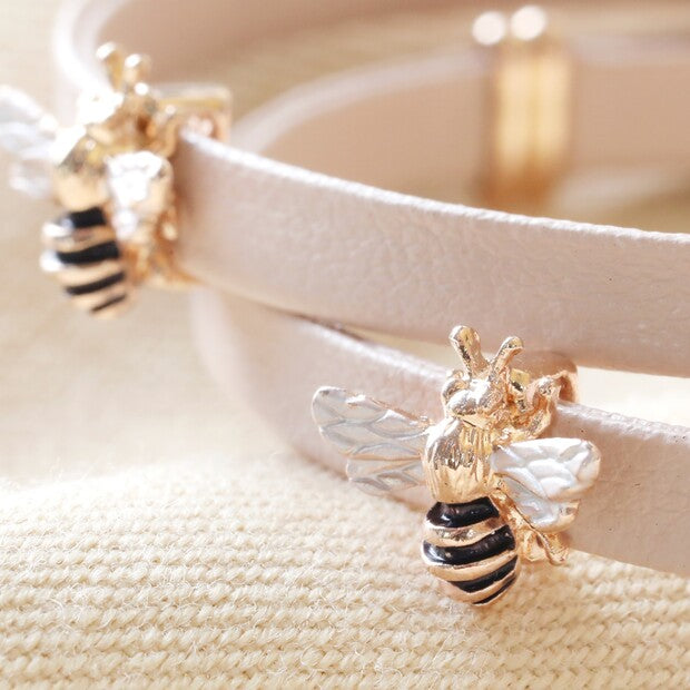 Rose Gold Bee Vegan Leather Bracelet - Penny Rose Home and Gifts