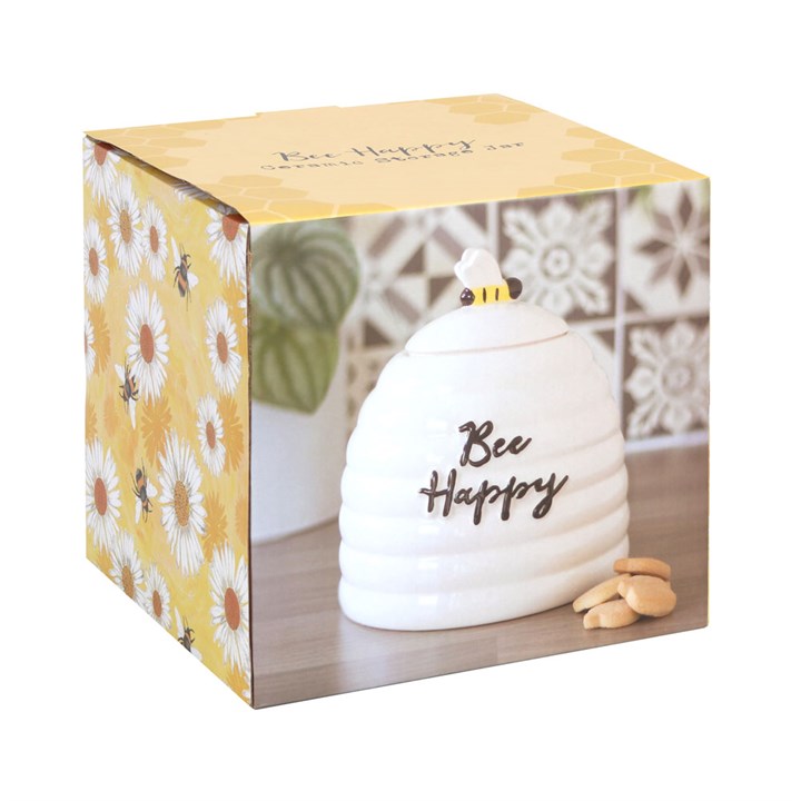 Bee Happy Ceramic Storage Jar - Penny Rose Home and Gifts