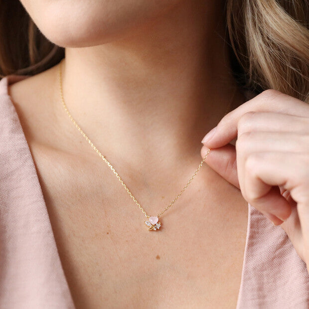 Pink Crystal Heart Pendant Necklace - Penny Rose Home and Gifts