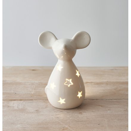 White Starry Mouse Tealight Holder