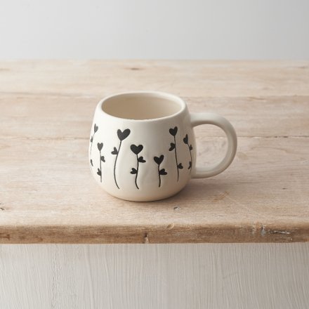 Black Heart Flower Mug - Penny Rose Home and Gifts