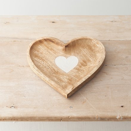 Large Wooden Heart Dish