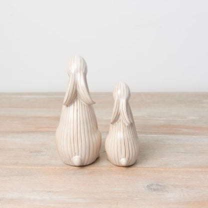 Set Of Two Ceramic Standing Bunny Ornaments