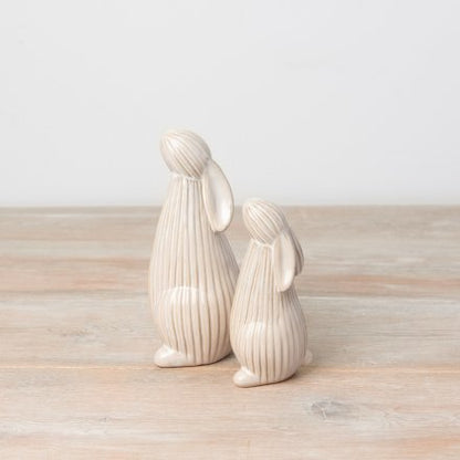 Set Of Two Ceramic Standing Bunny Ornaments