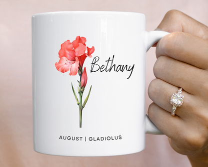 Personalised Birth Flower Mug