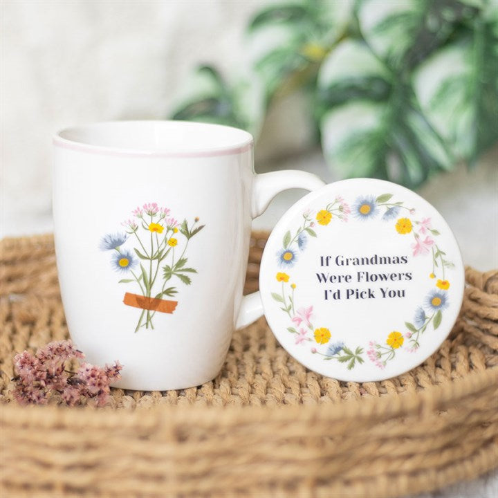 If Grandmas Were Flowers Floral Ceramic Mug & Coaster Set