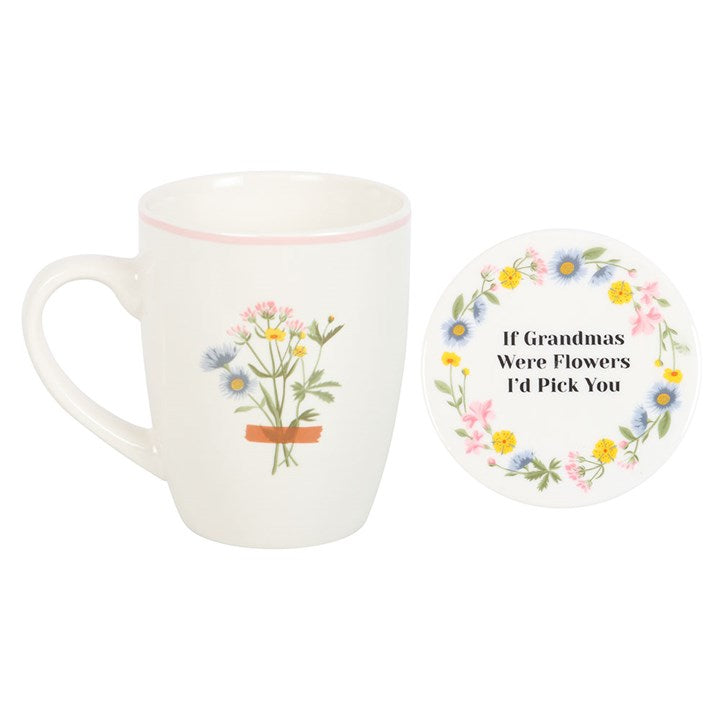 If Grandmas Were Flowers Floral Ceramic Mug & Coaster Set