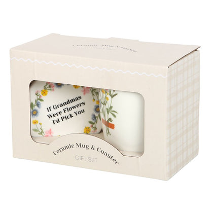 If Grandmas Were Flowers Floral Ceramic Mug & Coaster Set