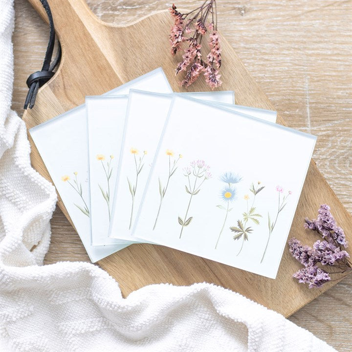 Blooming Lovely Set of 4 Floral Glass Coasters