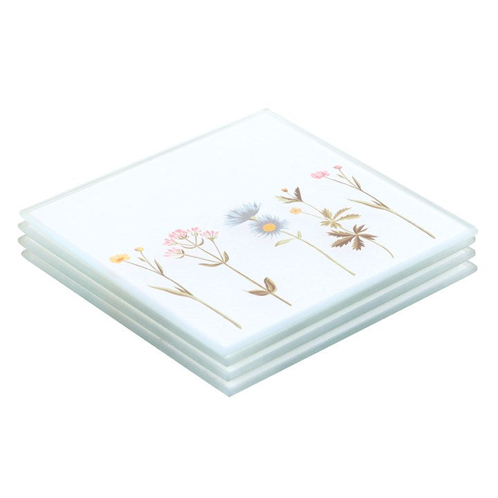 Blooming Lovely Set of 4 Floral Glass Coasters