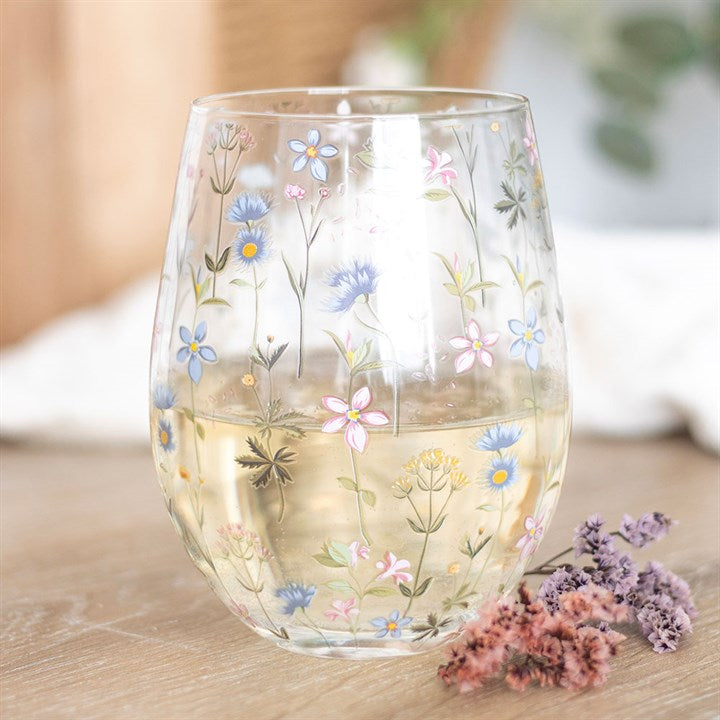 Blooming Lovely Floral Print Stemless Glass