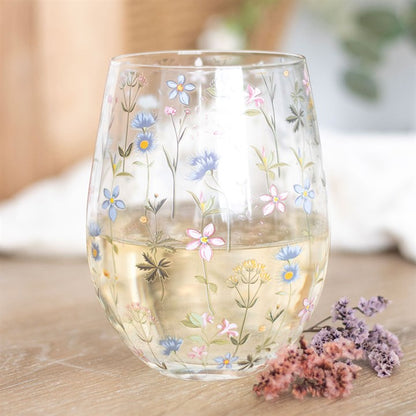 Blooming Lovely Floral Print Stemless Glass