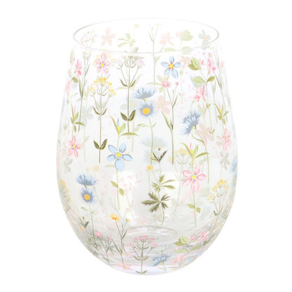 Blooming Lovely Floral Print Stemless Glass