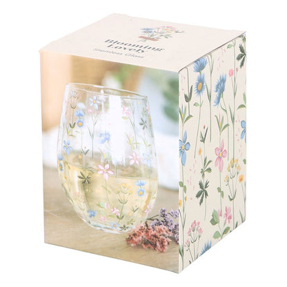 Blooming Lovely Floral Print Stemless Glass