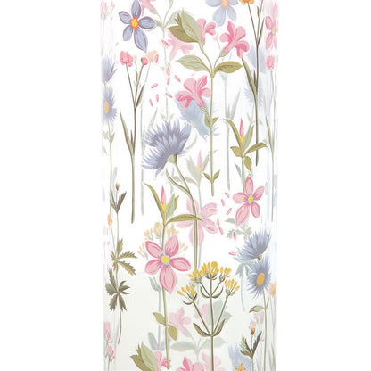 Blooming Lovely Floral Print Glass Water Bottle with Bamboo Lid