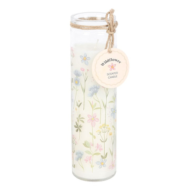 Blooming Lovely Floral Print Wildflower Glass Tube Candle