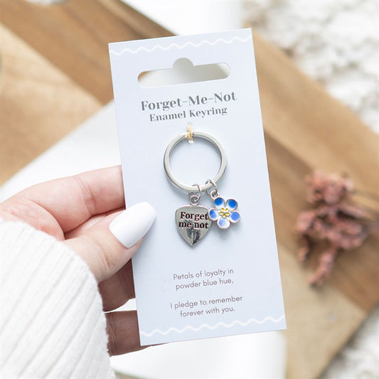 Forget-me-not Flower Metal and Enamel Keyring