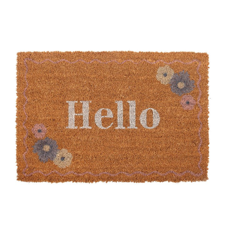 Blooming Lovely Natural Hello Floral Coir Doormat