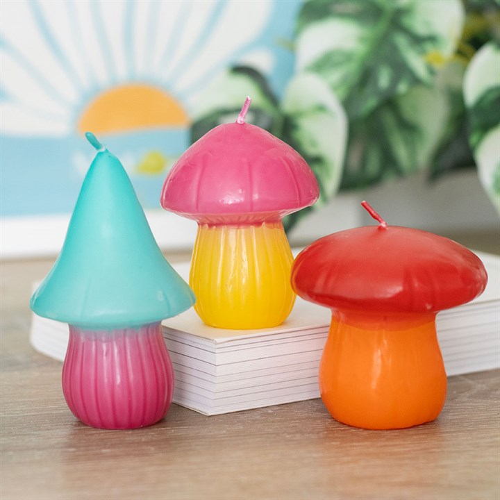 Brighten your space with these whimsical mushroom candles! Each colorful toadstool-shaped candle adds a playful, cottagecore vibe to your home while creating a cozy ambiance. Perfect as quirky dŽcor, gifts for nature lovers, or simply to bring a pop of color to any room. Let these fun and funky candles light up your day!