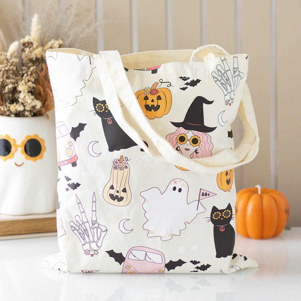 Groovy Ghost Print Tote Bag