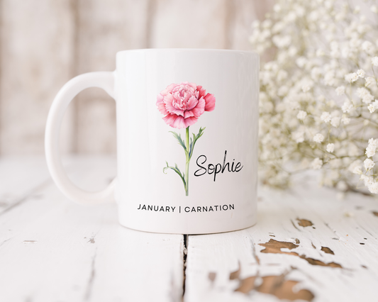 Personalised Birth Flower Mug