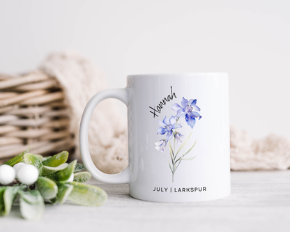 Personalised Birth Flower Mug