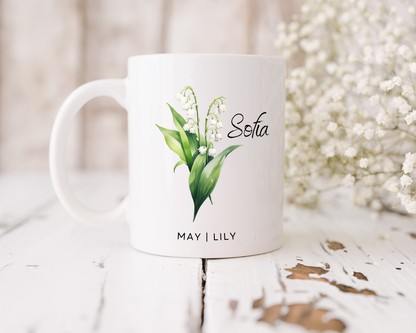 Personalised Birth Flower Mug